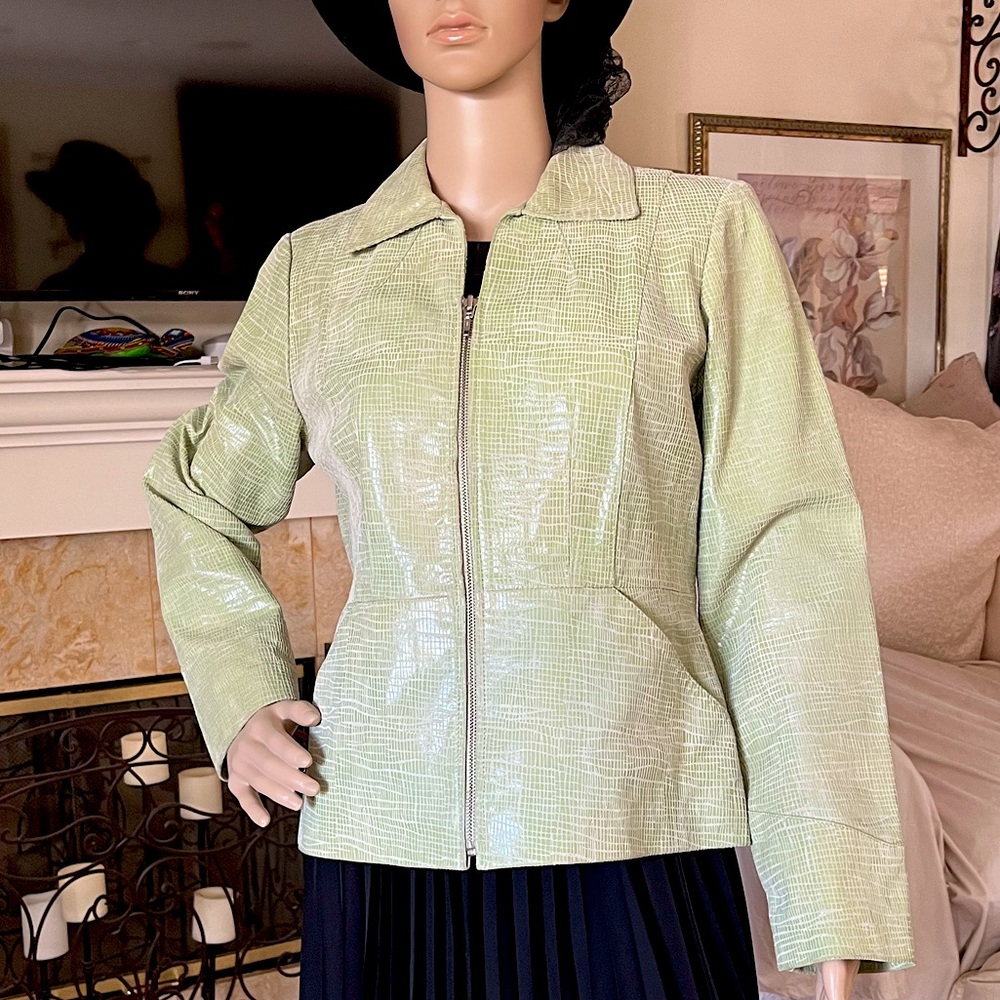 Alfani Green Leather Blazer/Jacket